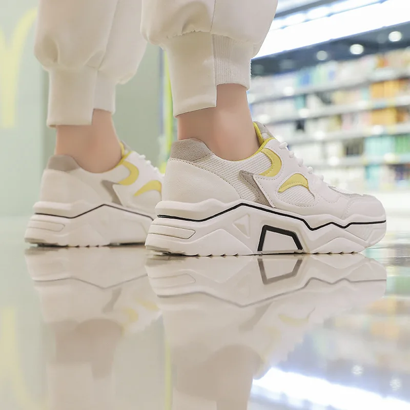 

2019 Spring New Style White Shoes Women's Versatile Korean-style Athletic Shoes WOMEN'S Shoes Students Casual Thick Bottomed Run