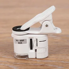 60X Universal Clip Mikroskop LED Schmuck Lupe Mit Schwerpunkt Eingestellt Tasche Mikroskop mit Handy Clip