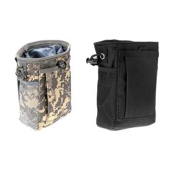 

2 Pcs Molle System Hunting azine Dump Drop Pouch Recycle Waist Pack Ammo Bags Hunting Accessories Bag, Black & ACU Digital