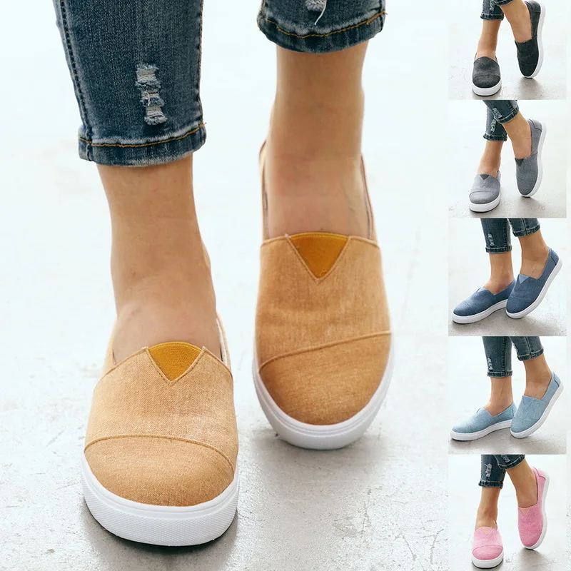 

Large Size Women Flats 2020 Loafers Canvas Slip on Flat Shoes Woman Sneakers White Casual Shoes Black Ladies Shoes espadrilles