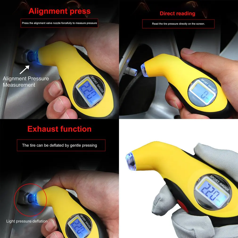 

Car Electronic Digital LCD Tire Pressure Gauge Meter 0-100 PSI Backlight Tyre Manometer Barometers Tester Tool