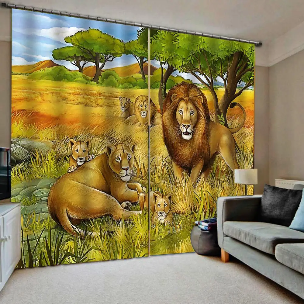 

Animal forest curtains 3d Curtains Blackout for Living Room Bedroom Fabric blackout curtains