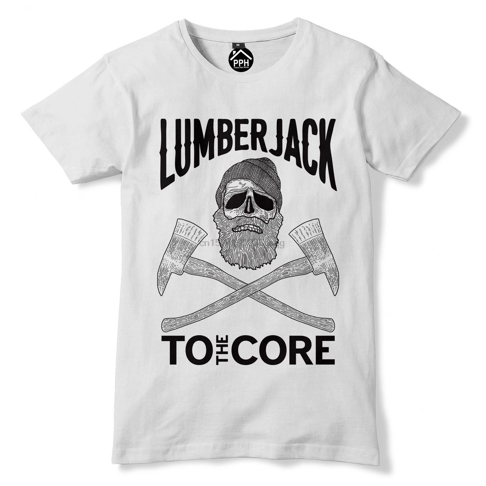 Lumberjack To The Core T Shirt Skull beard Hipster tshirt Tree surgery Axe 148 | Мужская одежда