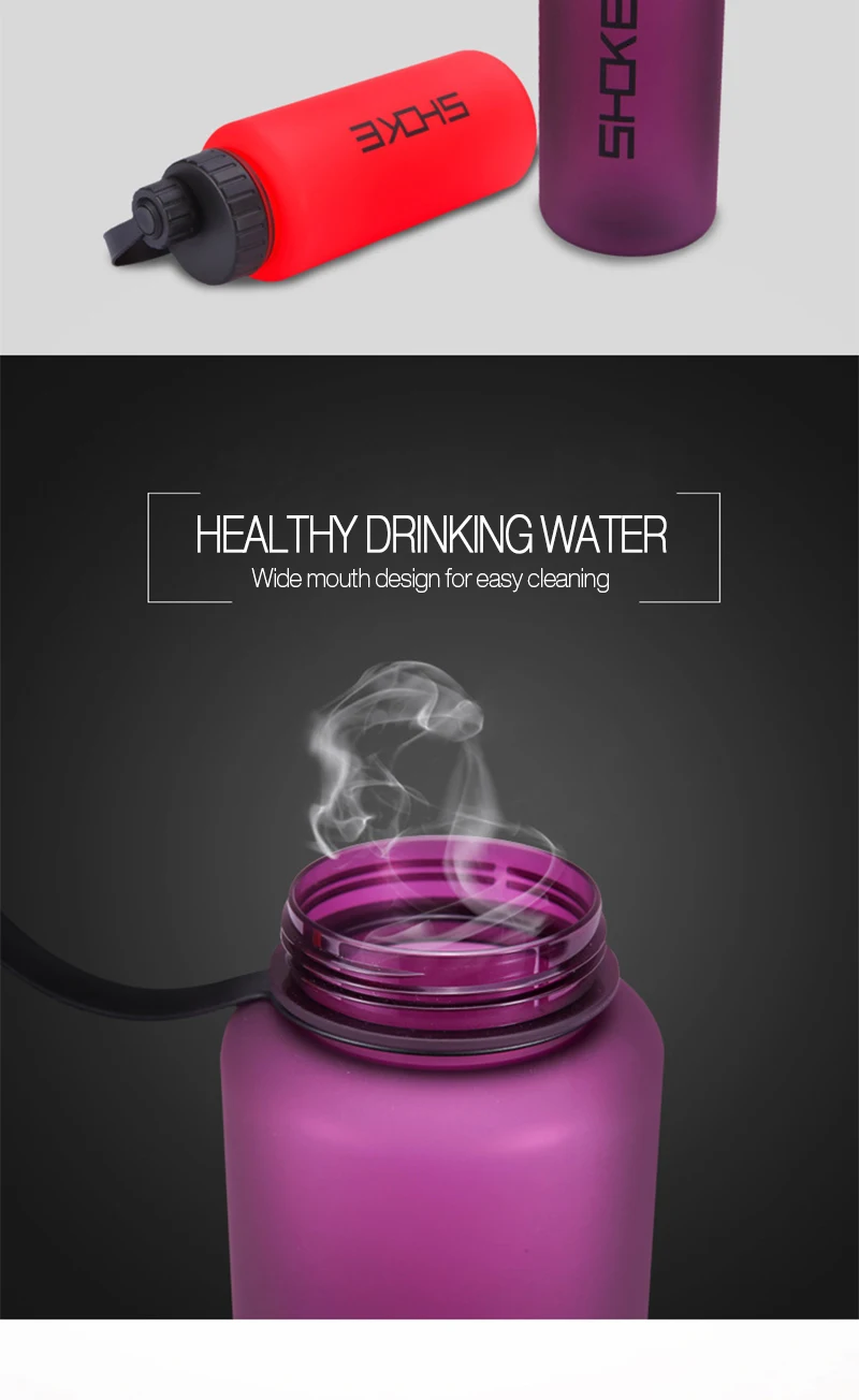 1000ml Motion Water Bottle High Capacity Climbing Sports Hydro Flask Cover Space Plastic Cup Solid Opaque Aquarius Drinkware