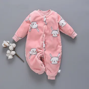 

Melario Newborn Baby Rompers Winter Long Sleeve Warm Rompers Girls Print Cartoon Flannel Clothes Toddler Boys Clothing