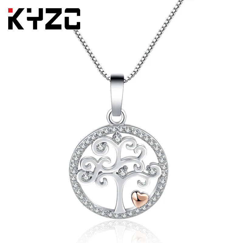 

2018 New Products Necklace Heart Tree of Life Diamond Set Plated Points Gold Insurance Color Pendant Box Chain
