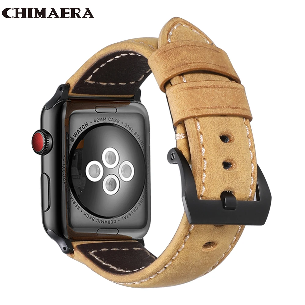 Ремешок CHIMAERA для Apple Watch кожаный браслет Iwatch серии 1/2/3/4 ремешок 38 мм 40 42 44 адаптеры