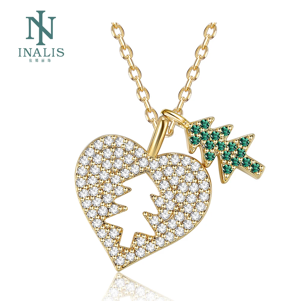 

INALIS Love Christmas Tree Pendant Necklace Zircon Christmas System Necklaces On Sale