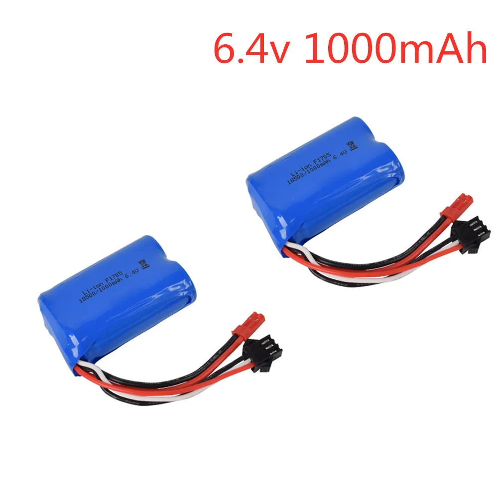 2pcs/lot 6.4v 18500 1000mAh Li ion Battery for wltoys A303 A313 A323