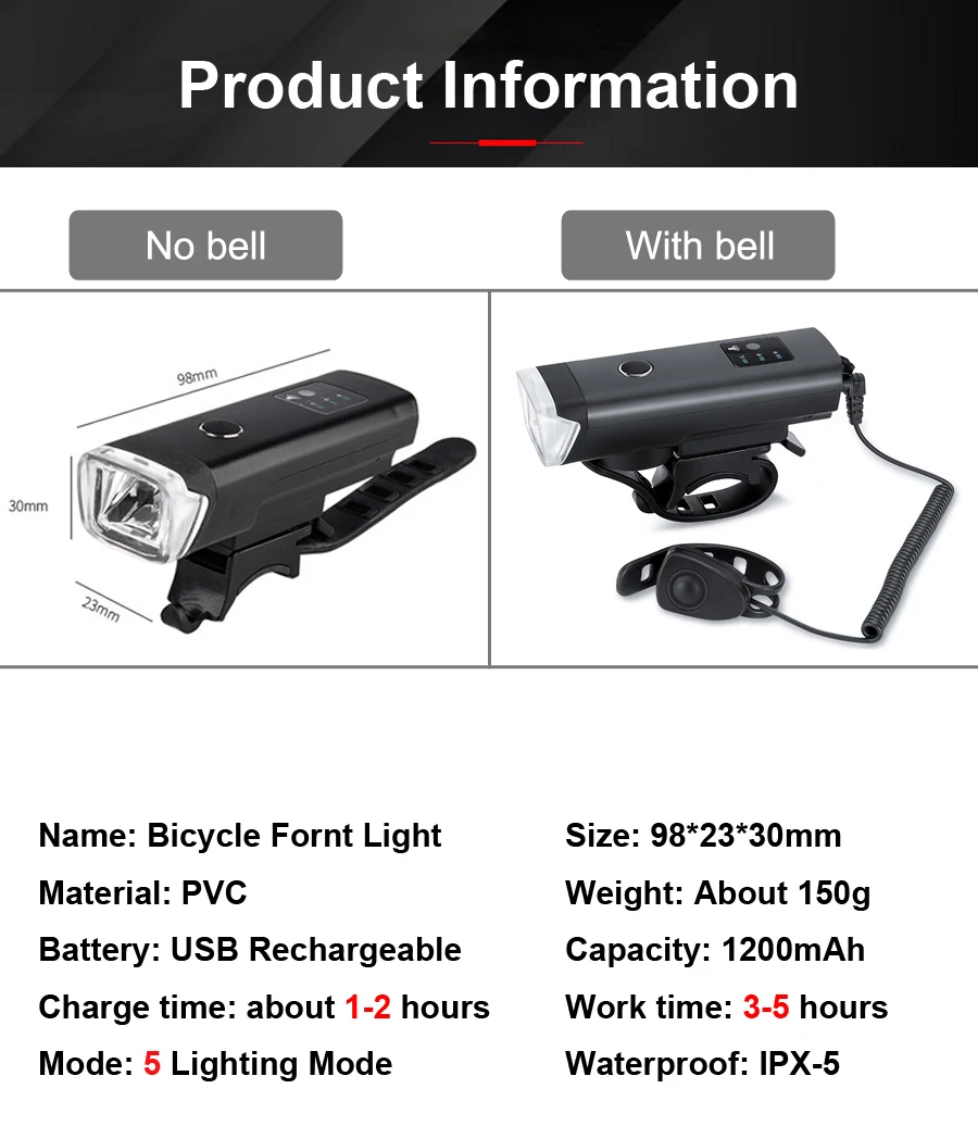 USB Rechargeable Lantern Lamp with Horn 350 Lumen Flashlight for Bicycle German Standard Anti-glare Induction Bike Front Light