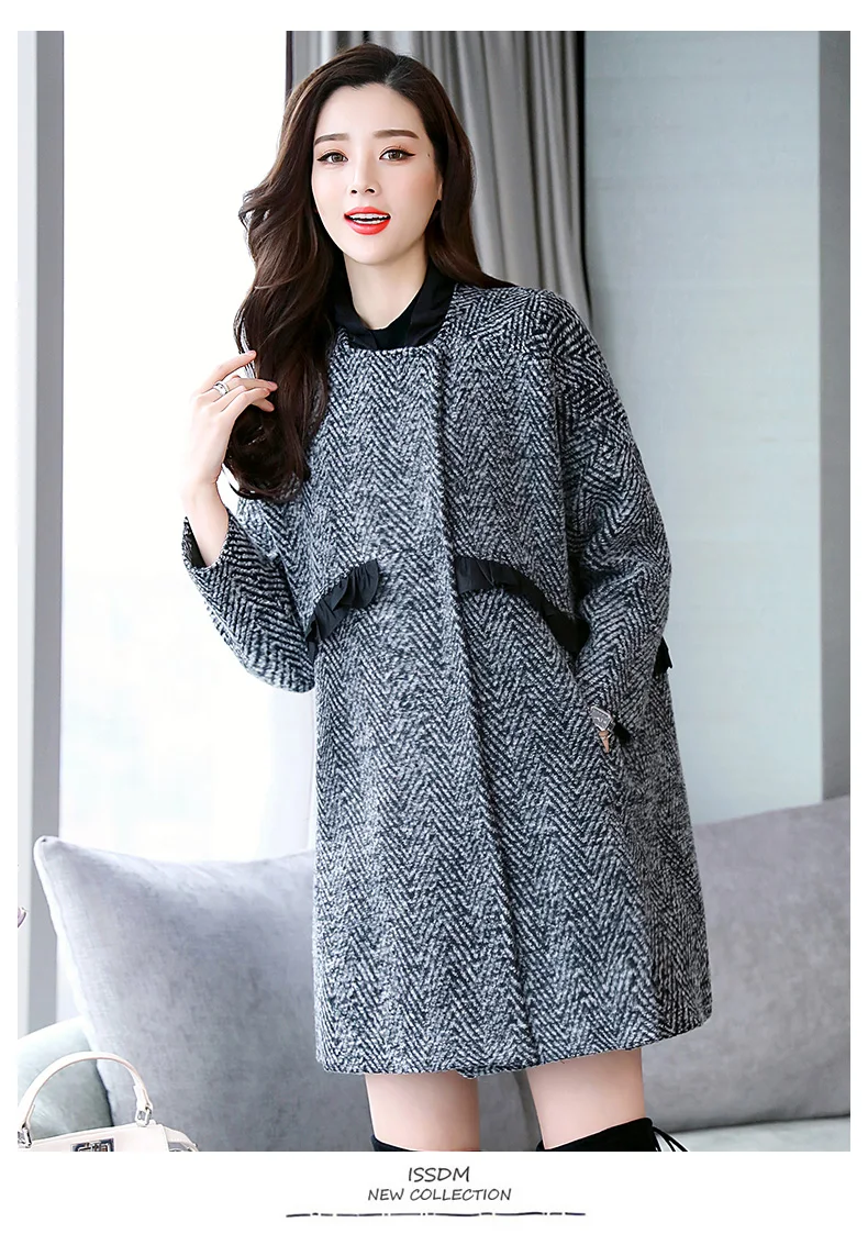 Женская шерстяная куртка средней длины с леопардовым узором, свободный крой, корейский стиль, осень и зима, стиль, плюс хлопок, с оборками, Woo