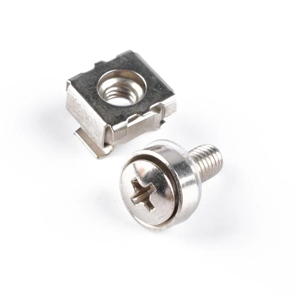 100 Sets M5 M6 Square Hole Hardware Cage Nuts& Mounting Screws Washers For RV,Railways, Vehicles, Controllers, etc