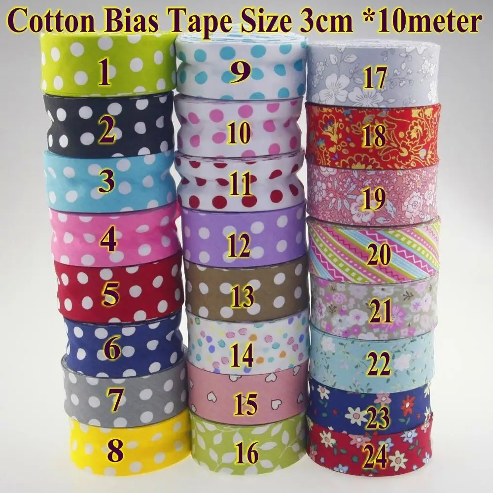 BY THE ROLL POLKA DOT SPOT 30mm BIAS BINDING folded ALL COLOURS EXTRA WIDE 