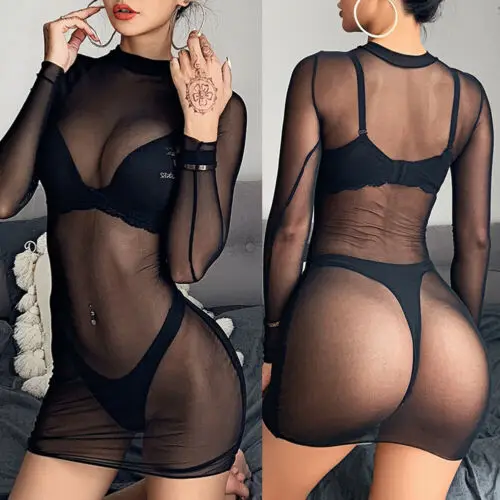 Sexy Women Beach Dress Mesh Bathing Suit Cover Up Sheer Bikini Vestido Swimwear Clubwear Robe Saida De Praia See Through Dresses
