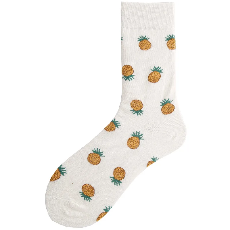 Pineapple Женские хлопковые носки Веселые забавные мультяшные полосатые радужные носки с изображением яиц японские креативные носки для скейтборда в стиле Харадзюку - Цвет: Pineapple