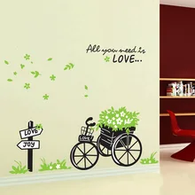 Три поколения съемный диван прикроватный коридор клейкая бумага зеленый автомобиль отвечает любовь наклейки на стену оптом AY722