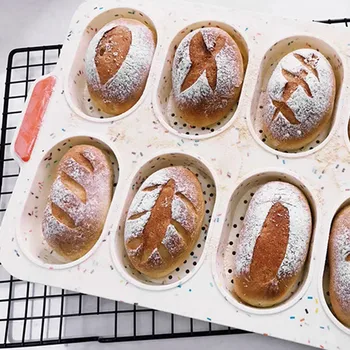 

8 Grids DIY Silicone Hamburger Good Flexibility Practical French Heat Resistant Bread Mold Baking Easy Release Home Non-stick