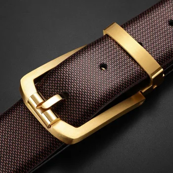 

Solid Brass Buckle Men Business Belts Male Luxury Genuine Leather Belt Fashion High Grade Jeans Belts Quality Assurance BCD025