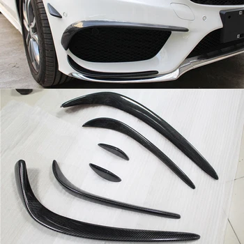 

For Benz C-Class W205 front bumper air knife Carbon Fiber wind knife side splitter for sport bumper 2014-2018 6Pcs