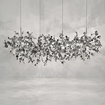 

chandelier argent lighting hand made stainless steel leaf chandelier lamp for living room/bedroom home art deo lighting WF1028