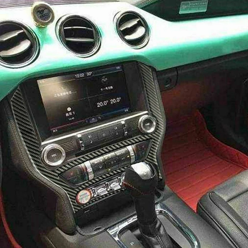 Углеродное волокно мульти-медиа-пульт Декор внутренняя отделка для Ford Mustang