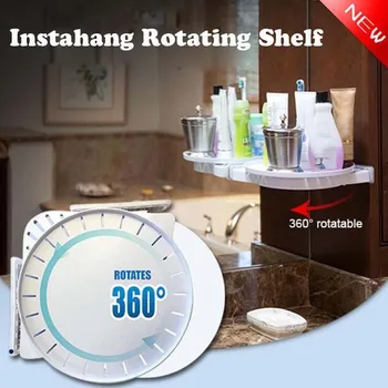 

Instant Organizing Rotating Shelf Kitchen Spice Organizer Rack Cosmetics Makeup Tray Bathroom Shelf Punch-free