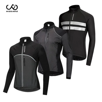 

WOSAWE Men Winter Warm Cycling Jacket Windproof Thermal Fleece Bicycle Jacket MTB Road Waterproof Long sleeve Bike Clothing