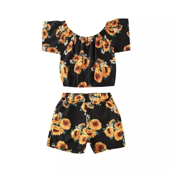 

Toddler Baby Girl Sunflower Outfits Clothes Crop Tops T-Shirt Shorts Pants Set
