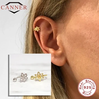 

CANNER Real 925 Sterling Silver Clip on Earrings Ear cuff Clip Earings for Women No Piercing Cartilage Earring Jewelry