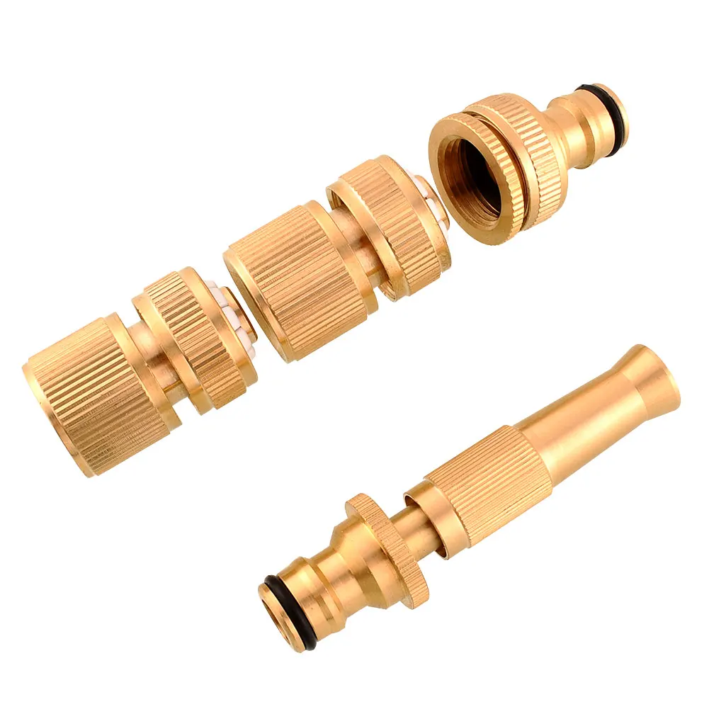4Pcs Brass Threaded Water Pipe Tap Quick Connectors Adaptor Fitting Spray