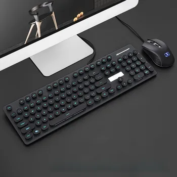 

New N518 Punk Robot Wired Keyboard with Mouse Set Round Key Cap For PC Computer lovely Retro machinery Wired without delay