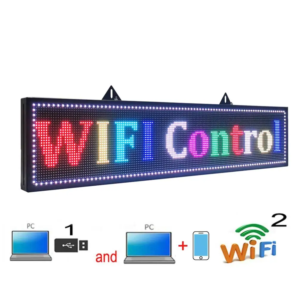 Светодиодный дисплей 40x9 дюймов Programmable outdoor 7 color rolling advertising led sign display Wifi 6000