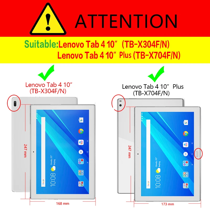 Чехол для планшета lenovo tab 410 Tab4 10 TB-X304N 10,", кожаный чехол-подставка для lenovo tab 4 10 Plus, TB-X704N TB-X704F, однотонный чехол