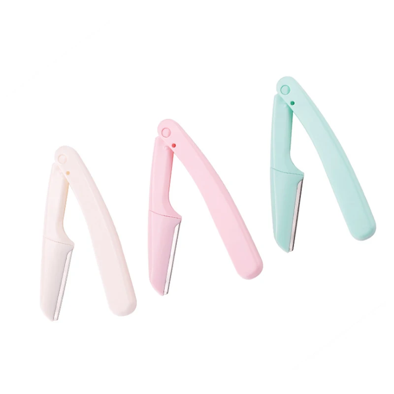 pink 1 шт. из пластика и нержавеющей стали, бритва для бровей, формовочный нож для лица, для удаления волос, триммер, инструмент для ухода за волосами - Цвет: pink