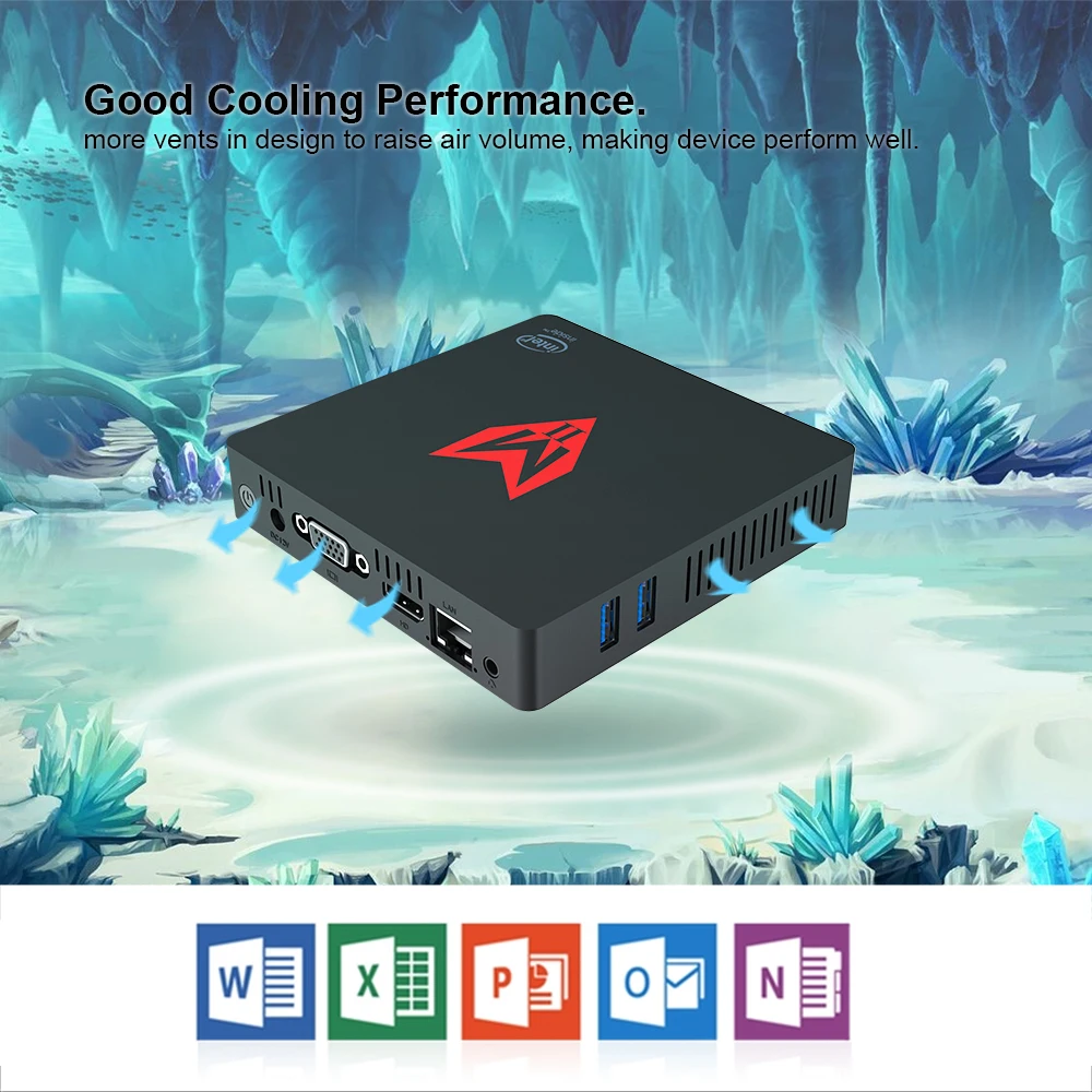 MII-V Мини ПК в Apollo Lake J3355 4 Гб 64 Гб Win 10 MII-V Мини ПК медиаплеер HD 1.4b BT 4,0 2,4G 5,8G WI-FI 1000 Мбит/с