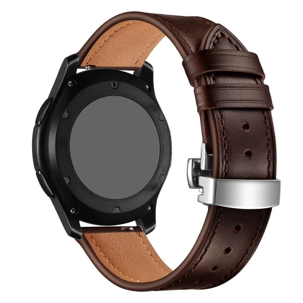 22 мм кожаный ремешок для часов Apple Watch Series 1/2 ремешок для samsung gear S3 Серебряная Бабочка Пряжка Correa de reloj# G1