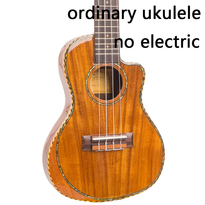 ordinary ukulele Гавайские гитары укулеле, 23 дюйма, с разрезом, топ, твердая акустическая электрическая тонкая мини-гитара, 4 струны, Ukelele Picea Asperata Rosewood - Цвет: ordinary ukulele