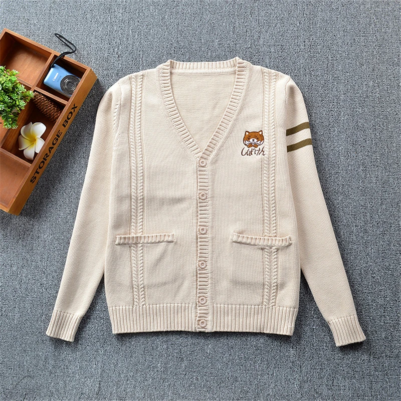 2021 Korean School Uniform College Style JK Cardigan Sweaters British For Girls Student Uniforms Embroidery Puppy New | Тематическая