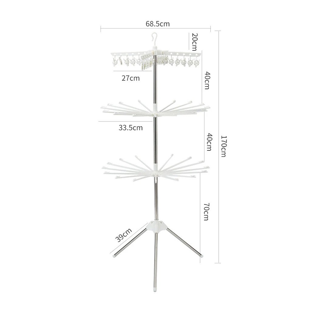 Premium Large Foldable Rolling Clothes Laundry Drying Rack Stainless Steel Heavy Duty Rod