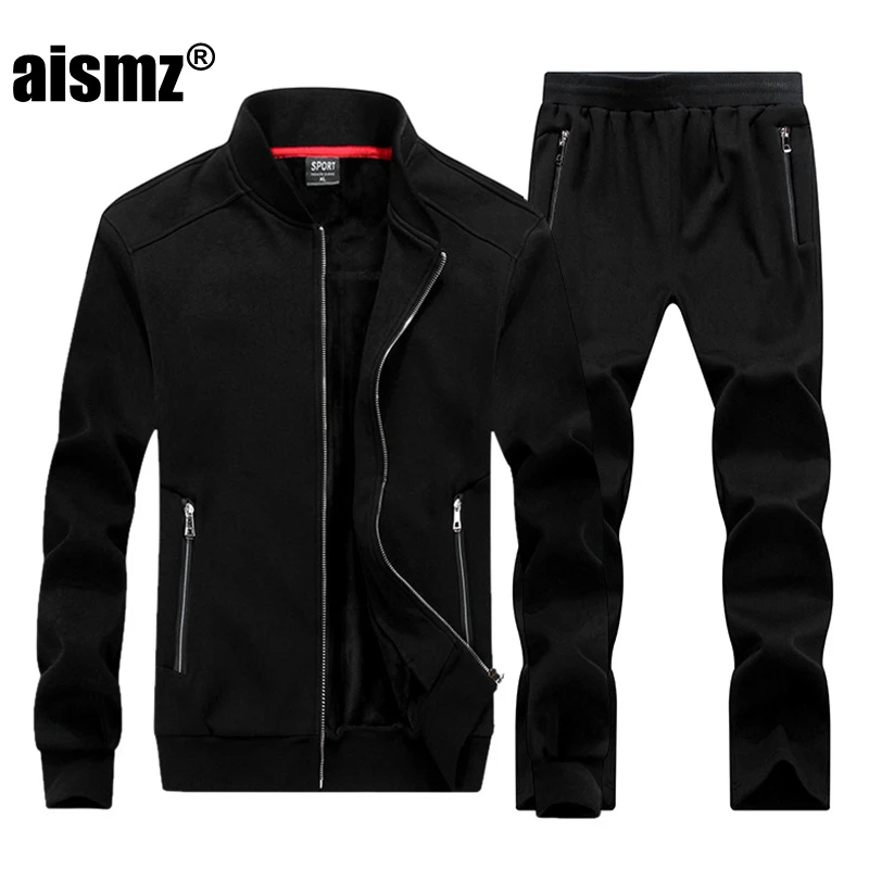 Aismz осенне-зимний мужской спортивный костюм, толстовки, куртка+ штаны, спортивный костюм из двух частей, спортивный костюм, толстая Спортивная одежда для мужчин