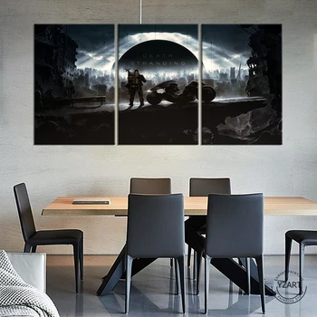 

3pcs Death Stranding Sam Motorcycle Picture Games Poster Canvas Wall Art Landscape Paintings for Wall Decor-NO FRAME