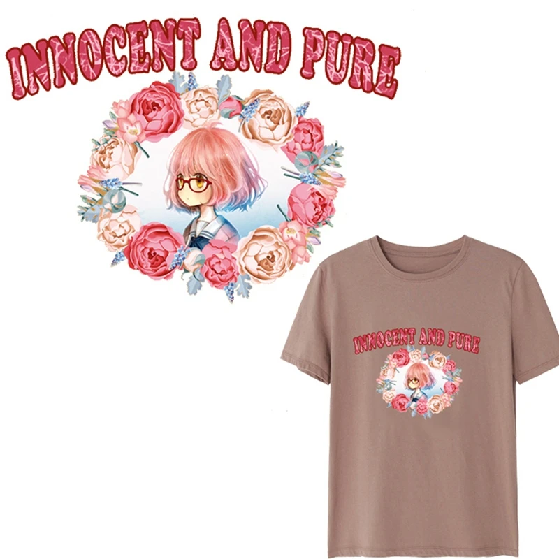 Beautiful Flower Girls Shape Heat Transfer Stickers A-level Washable Iron On Applique For T-shirt Dresses DIY Clothes Decoration | Дом и сад