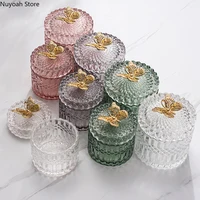 Nordic Butterfly Glass Storage Jar Jewelry Box Household Cotton Swab Box Desktop Transparent Glass Jar Decoration Decoration 1