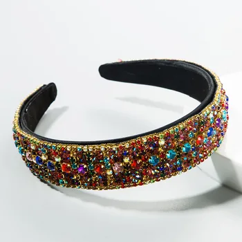 

Concise Generous Width Hairbands Colored Rhinestone Thicken Mesh Women Luxury Fashion Shiny Headbands Girl Hair Accessories
