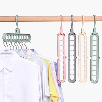 

Nine-Hole Rotating Magic Hanger Multi-Function Folding Magic Hanger Wardrobe Drying Hangers Organizer Clothes Home Storage Tools