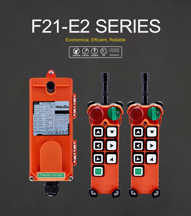 Телеуправляемый F21-E2 промышленный беспроводной радиопульт дистанционного управления для крана 2 передатчика 1 приемник