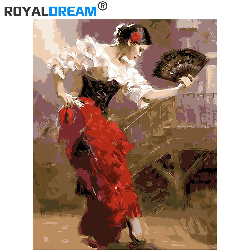 

ROYALDREAM Beautiful Dancer DIY Painting By Numbers Kits Coloring Paint By Numbers Modern Wall Art Picture Gift