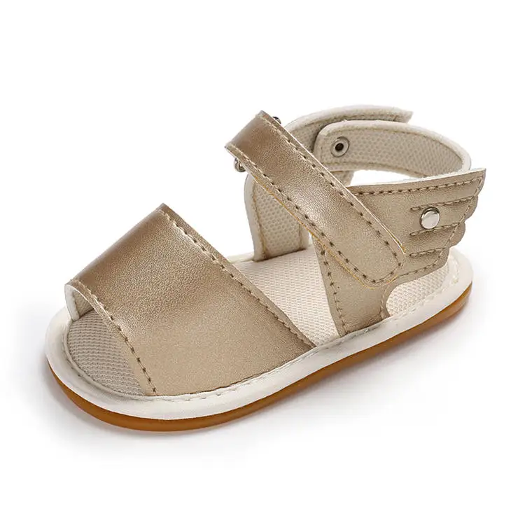 Infant Baby Shoes Girl Sandals Rubber Soft Sole Anti-Slip Summer Pu Wing Newborn First Walker New Fashion Crib Shoes - Цвет: Золотой