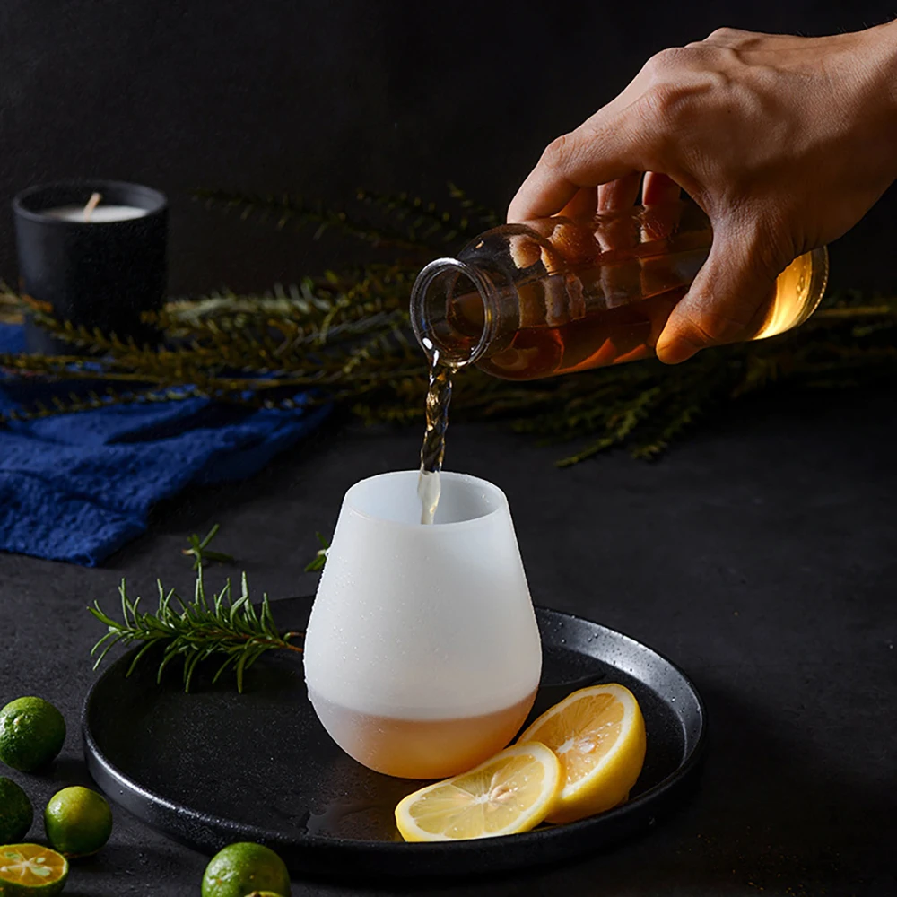 Светящаяся силиконовая чашка для вина BPA-Free небьющаяся посуда для напитков художественная чашка для воды
