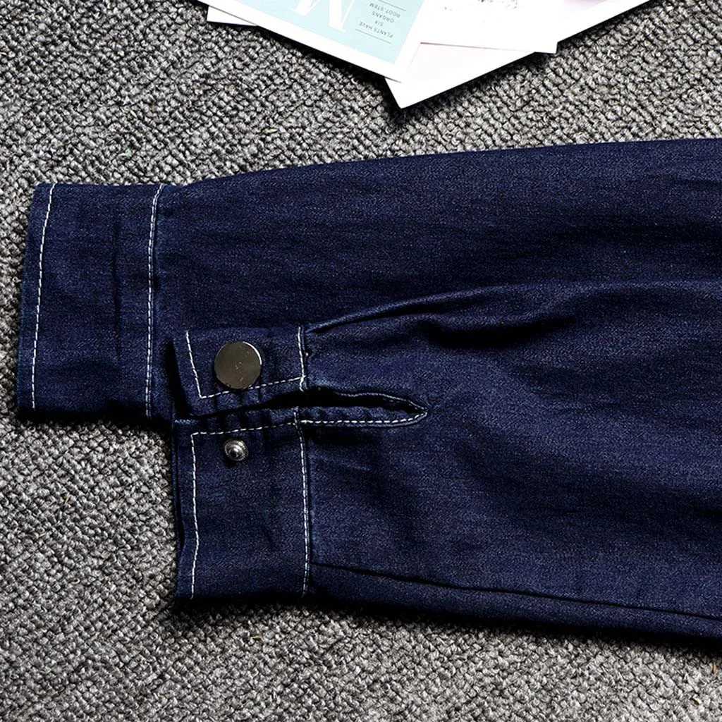 2 шт. женские осенние повседневные джинсовые топы с длинными рукавами, Блузка+ юбка, комплекты
